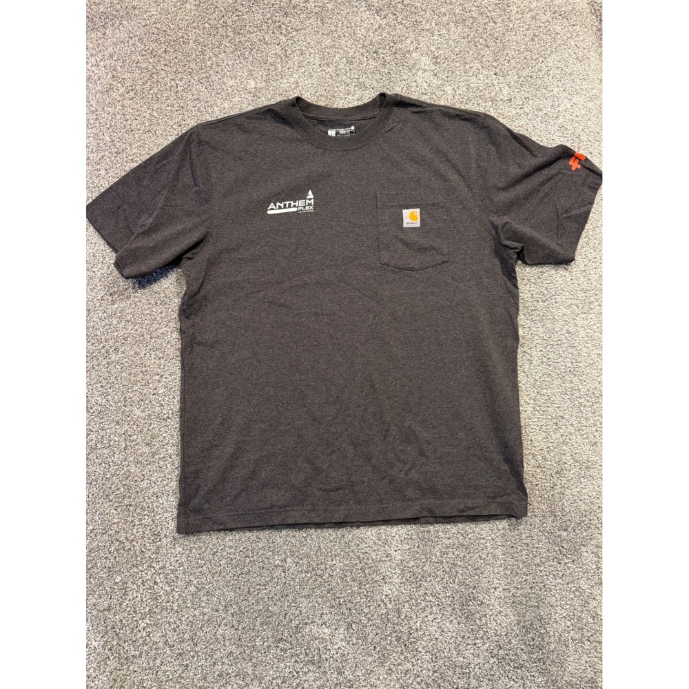 Carhartt T-Shirt Mens L Gray K87 Loose Fit Anthem Flex Herbicide FMC Pocket Tee*